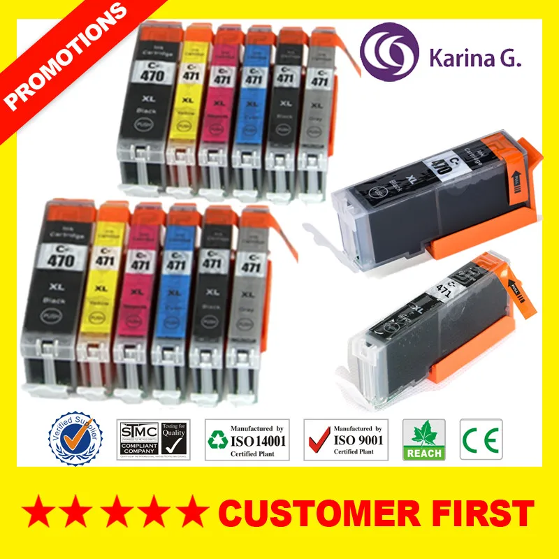 Совместим с Canon PGI470 CLI471 PGI-470 PGI 470 картридж костюм для PIXMA MG7740 TS8040 TS9040 и т. Д. |