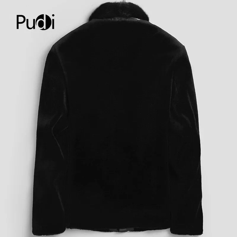 PUDI MT812 Мужская Новая мода шерсть короткие куртки с норковым меховым воротником Осень Зима Повседневная Верхняя одежда