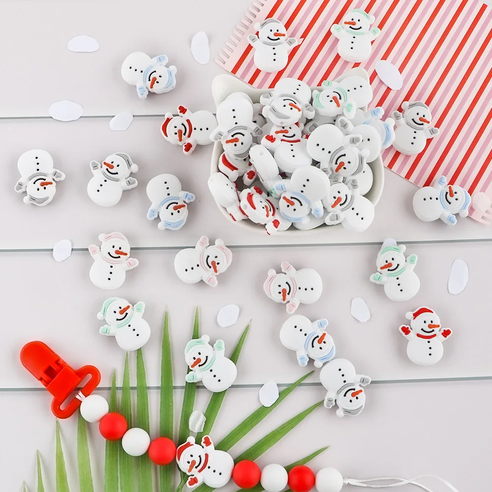 

Sunrony 50/100/200Pcs Snowman Silicone Beads Baby Molar Teether Bead DIY Pacifier Chain Jewelry Accessories