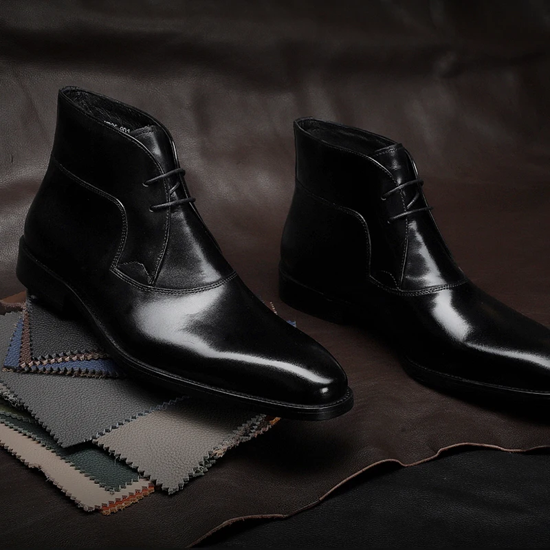 Мужские зимние ботинки челси из натуральной коровьей кожи броги повседневная