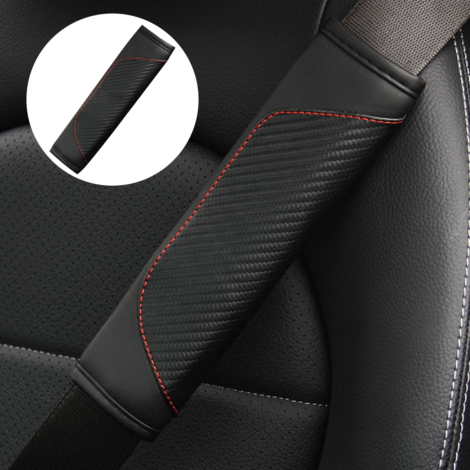 

Car Seat Belt Cover Carbon Fiber Leather Crown Universal Auto Seat Belt Covers Shoulder Protection