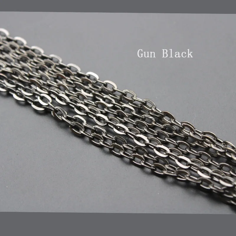 gun black 5 метры металла железа Rolo звено цепи ожерелье оптом Золото Серебро Цвет цепочки и ожерелья Браслет фурнитура для DIY ювелирных изделий Z821 - Цвет: gun black
