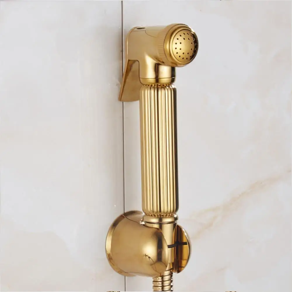 All-copper Pressurized Golden Toilet Spray One Into Two Out Angle Valve Clean Body Bidet Nozzle Four Points Dual 2019 | Обустройство