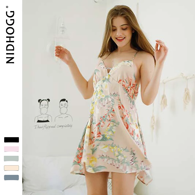 Женская пижама на бретелях-спагетти пикантная Ночная рубашка без рукавов с