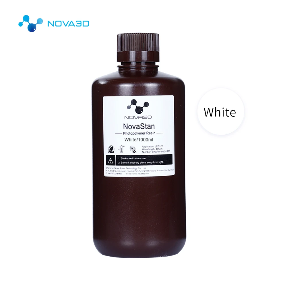 1L White NOVA3D УФ смолы 3d принтер печатный материал lcd DLP УФ чувствительный жидкий фотополимерный SLA принтер 405nm Прямая поставка - Цвет: 1L White
