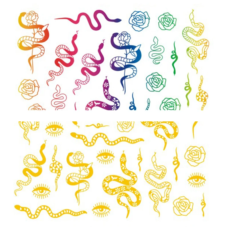 

10PCS/Package Rainbow Golden Snake Dragon Nail Art Sticker DIY Bronzing 3D Love Nail Art Applique Nail Supplies