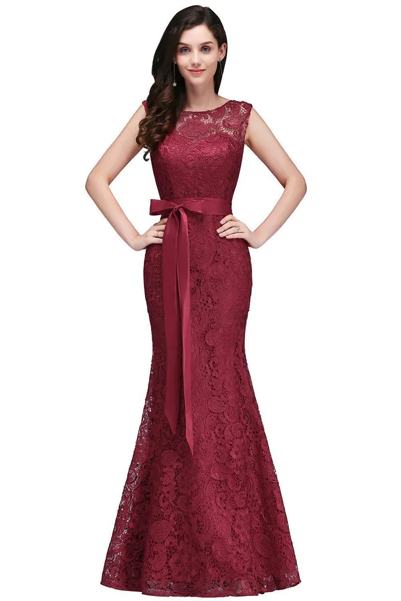 Vestido de Festa Русалка бордовые кружевные вечерние платья Длинные Сексуальные Illusion