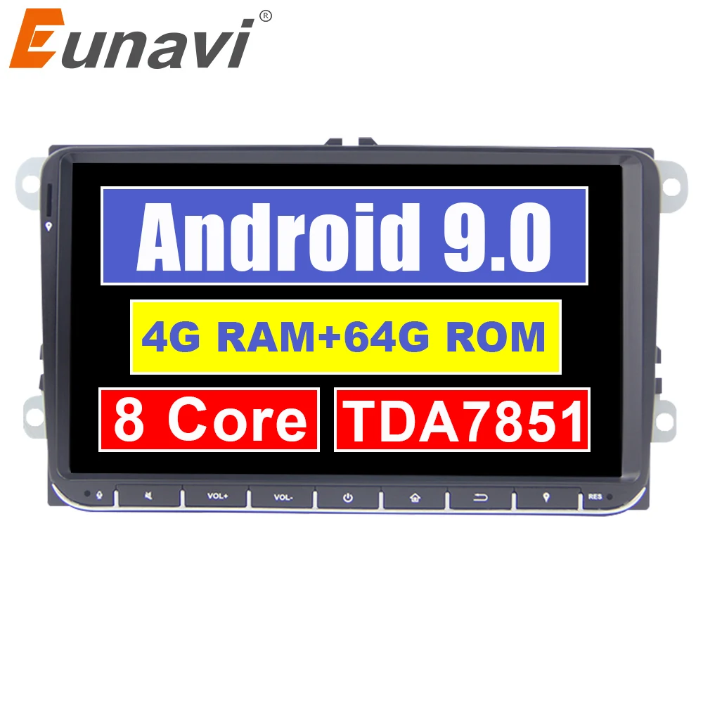 Eunavi 2din TDA7851 Android 9 Автомобильный мультимедийный Радио Стерео gps для VW Passat B6 CC Polo GOLF 5 6 Touran Jetta Tiguan Magotan Seat