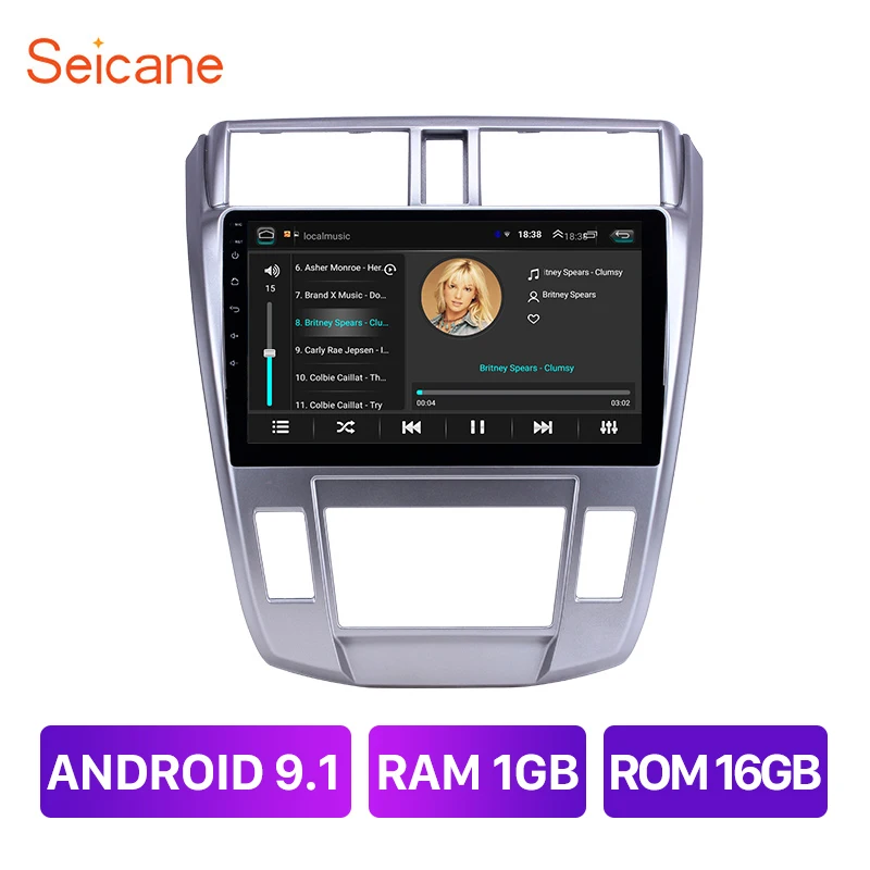Seicane 10 1-дюймовый Автомобильный GPS стерео радио Android 9 1 для 2008-2013 Honda City Auto A/C 2.5D экран