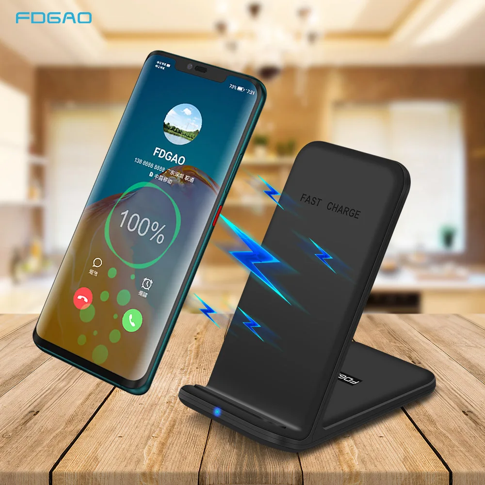 Беспроводная зарядная док-станция FDGAO 15 Вт Qi для iPhone 11 Pro XS XR X 8 Samsung S20 S10 S9 Note 20 10 QC 3 0