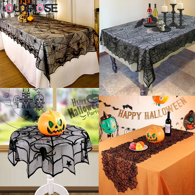 Украшение для Хэллоуина кружевная трикотажная паутина скатерть черный занавес
