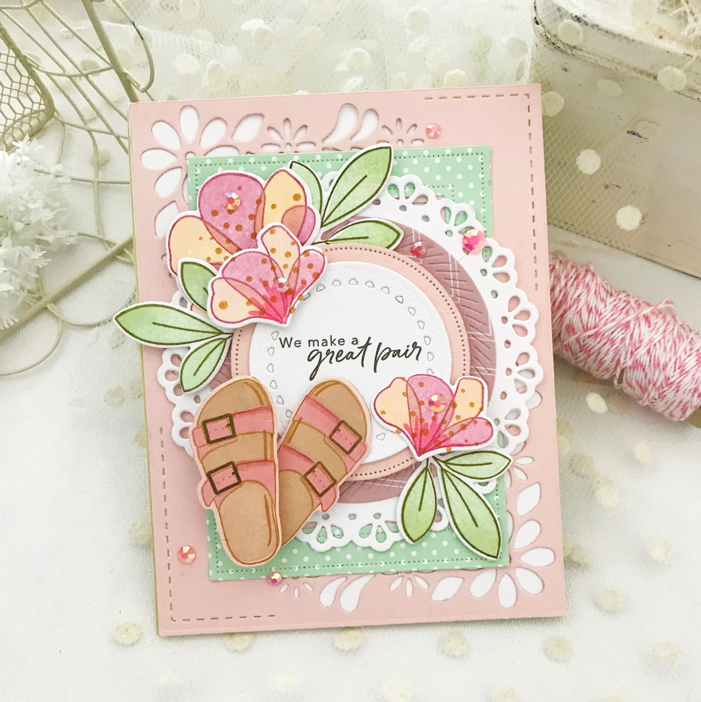 

Beach Shoes Summer Slippers Cutting Dies and Stamps Scrapbook Diary Decoration Stencil Embossing Template DIY Greeting Card