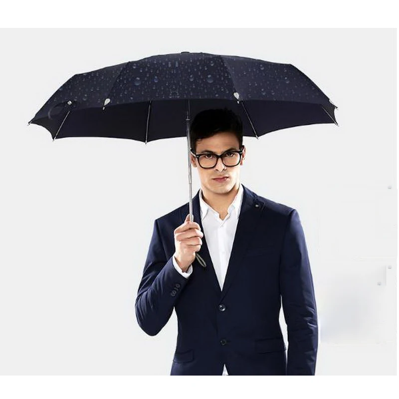 

170202/Three fold/High Quality /Leather Handle Automatic Umbrella /Men Large Strongly Sun/Rain Folding Umbrella/105*62cm