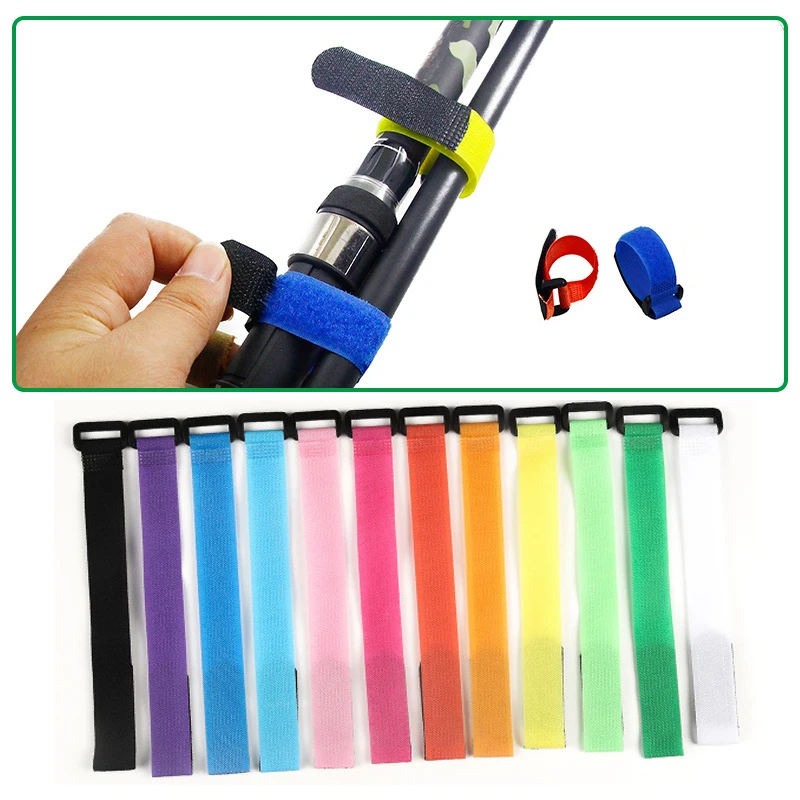 

10PCS Fishing Rod Tie Holders Straps Belts Suspenders Fastener Hook Loop Cable Cord Ties Belt Fishing Tackle Fishing Accessories