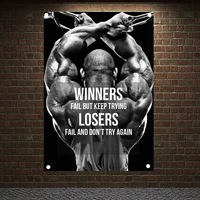 winners fail but keep trying losers fail and dont try again motivational workout posters exercise banners wall art gym decor