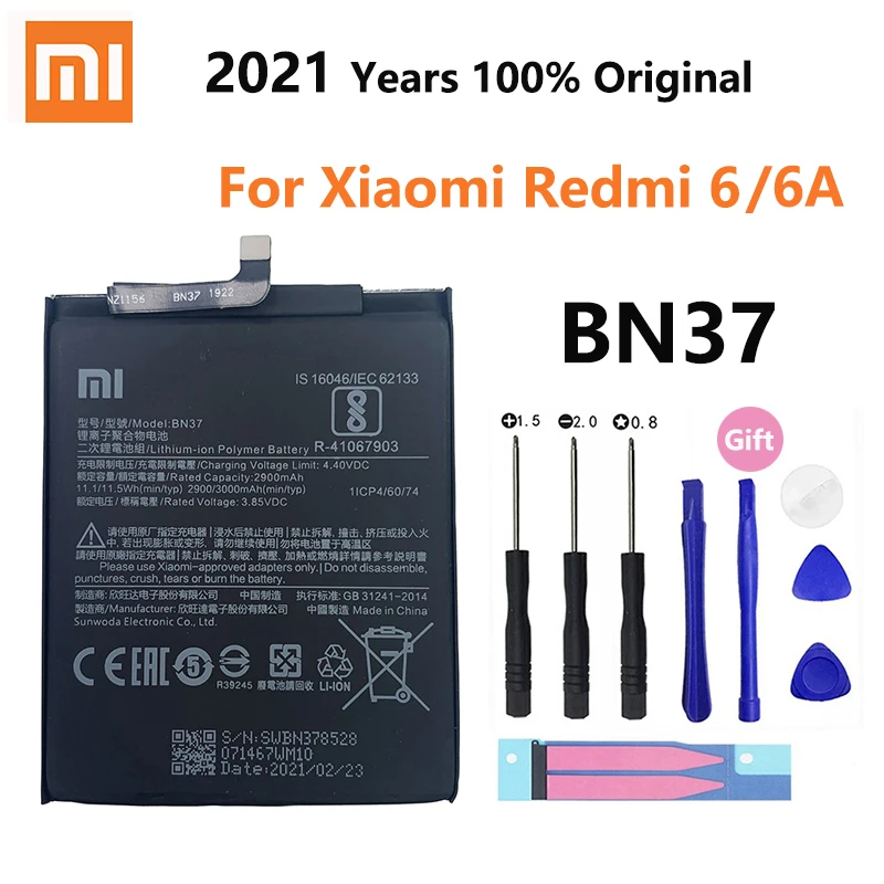 

100% Original Xiao mi Battery BN37 3000mAh For Xiaomi Redmi 6 Redmi6 Redmi 6A High Quality Replacement Phone Batteries