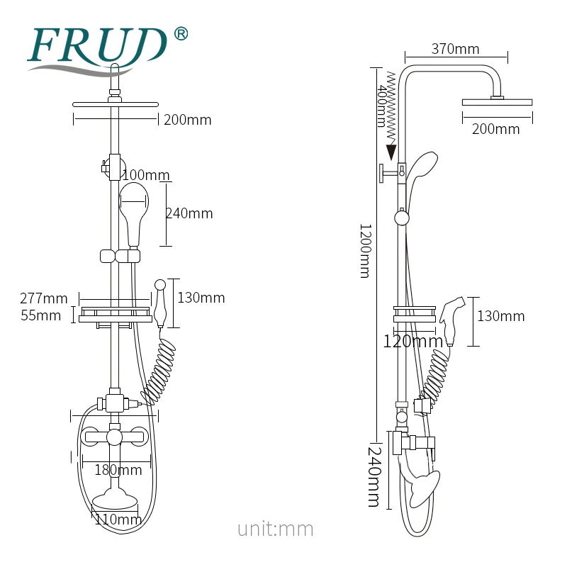 FRUD компактный смеситель для ванной комнаты душа вращается ванна носик насадка
