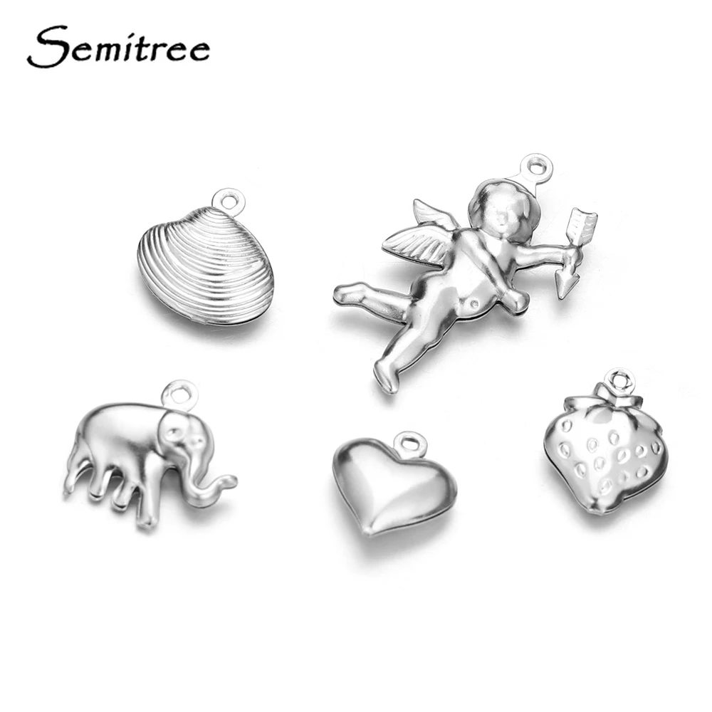 Semitree, 50 шт., нержавеющая сталь, твердая оболочка, талисманы, браслеты, изготовление, подвеска для DIY, ювелирное ожерелье, очаровательные припасы для ремесла