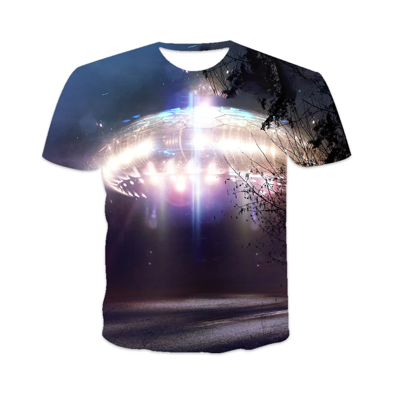

New design 3D printing Men's casual T-shirt unknown mysterious UFO element 2021 men's Short Sleeve Top