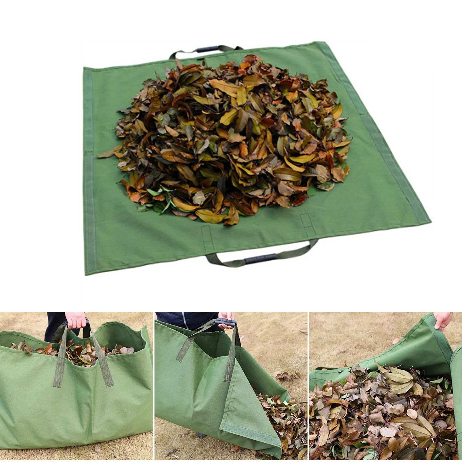 

2021 2 in 1 Leaves Storage Bag Multipurpose Heavy Duty Trash Collecting Mat Reusable Canvas Bag for Garden Courtyard Lawn