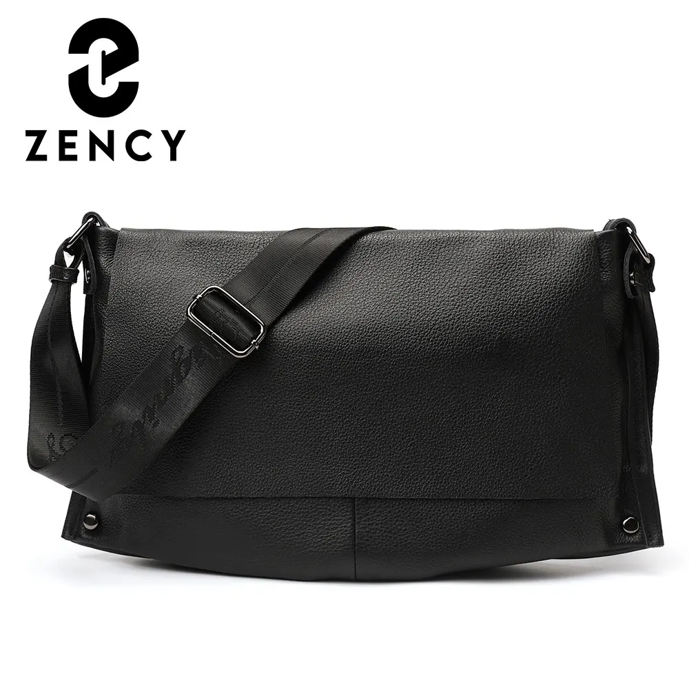 

Zency Women's Genuine Leather Satchel Bag Casual Commuter High Quality Shopper Crossbody Female Large Black Shoulder Winter Girl