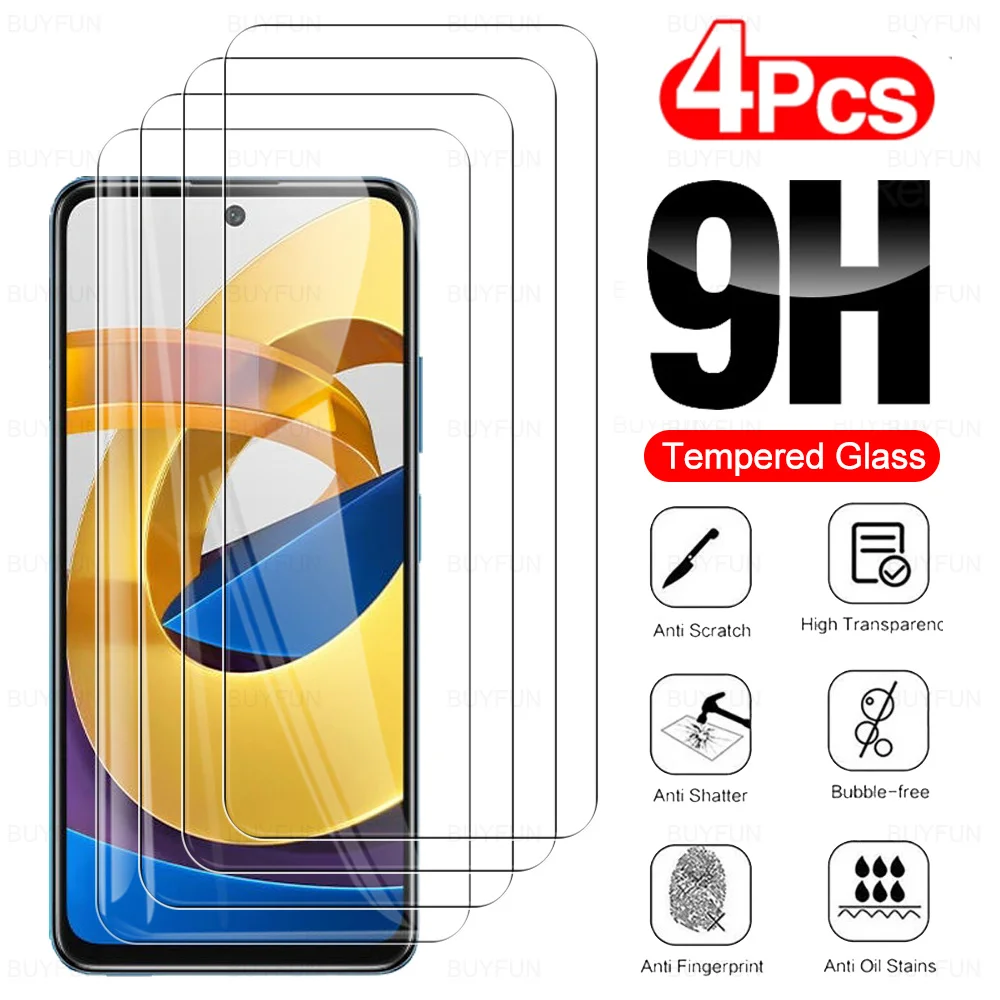 

4 шт. 9H закаленное стекло для Xiaomi Poco M4 Pro 5G 6,6 "Защита экрана для Xiamoi Poco M 4 M4Pro защитная пленка