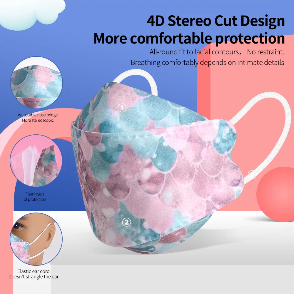 

Mascarilla Children Ffp2mask nios Fish Kn95 Masks Hygienic Approved colores respiratory mask fpp2 Reusable kn95 Masque Enfant