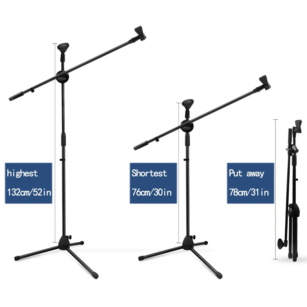 

Compact Base Microphone Floor Stand Swing Boom With Mic Holder Adjustable Height From 31 To 52 Inches Holders Metal Compact Base