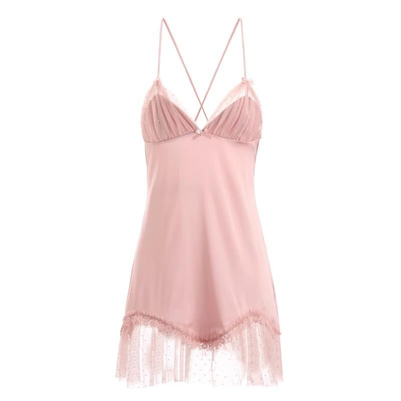 

Fairy Style Cute Nightwear Sexy Lingerie Women Sleepwear Female Lace Strap Backless Lace Nightdress Home Clothes Night Dress