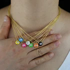 Ювелирные изделия золотого цвета с неоновой эмалью для женщин и девушек, летние ювелирные изделия с одним белым кубическим цирконием, яркая Радуга, 2021