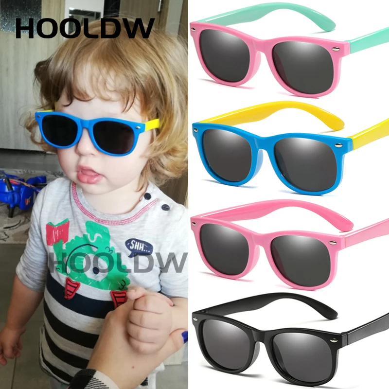 

HOOLDW New Polarized Kids Sunglasses Silicone Safety Flexible Children Sun Glasses Fashion Boys Girls Baby Shades Eyewear UV400