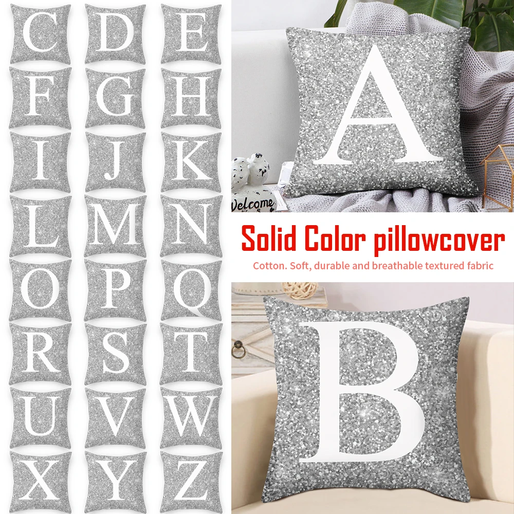 1 шт. Серебряная подушка крышка с буквенным принтом полиэстер Бросок Наволочка