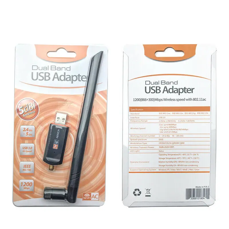 USB 3 0 1200 Мбит/с Wifi адаптер двухдиапазонный 5 ГГц 2 4 802.11AC RTL8812BU антенна донгл сетевая