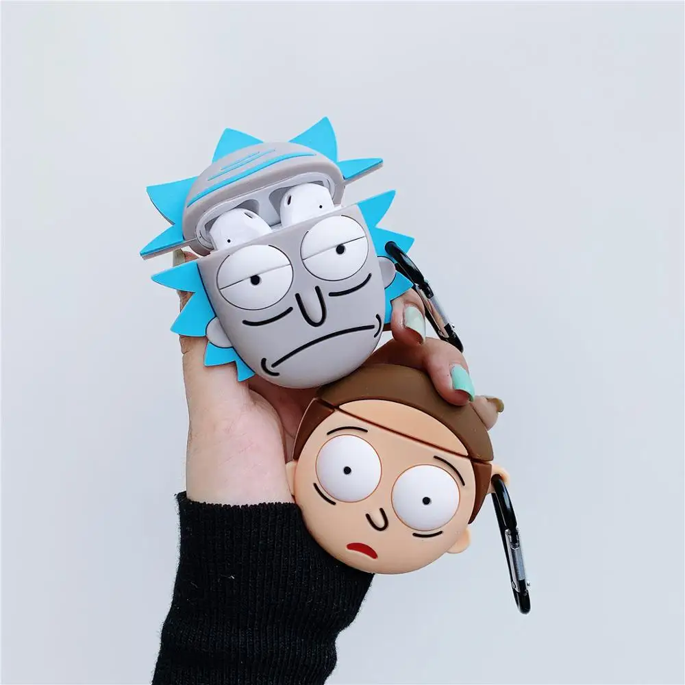 Милый силиконовый чехол для наушников с 3D рисунком Rick Modi для Apple New AirPods 1/2, беспроводная bluetooth-гарнитура