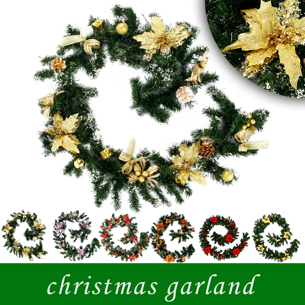 2 7 м Рождественская гирлянда зеленого ротанга рождественские украшения для дома