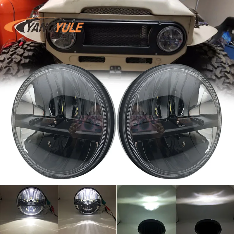 Фары светодиодные 1 пара 7 дюймов черные круглые с H4 дальний и ближний свет для Jeep