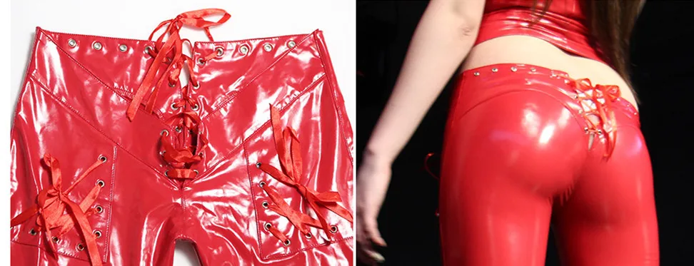 

Sexy Leggings Women's Night Club Clubwear Dancewear Stripper Exotic Dance Wear Low Waist Open Croch Zipper Latex PU Pants Tights