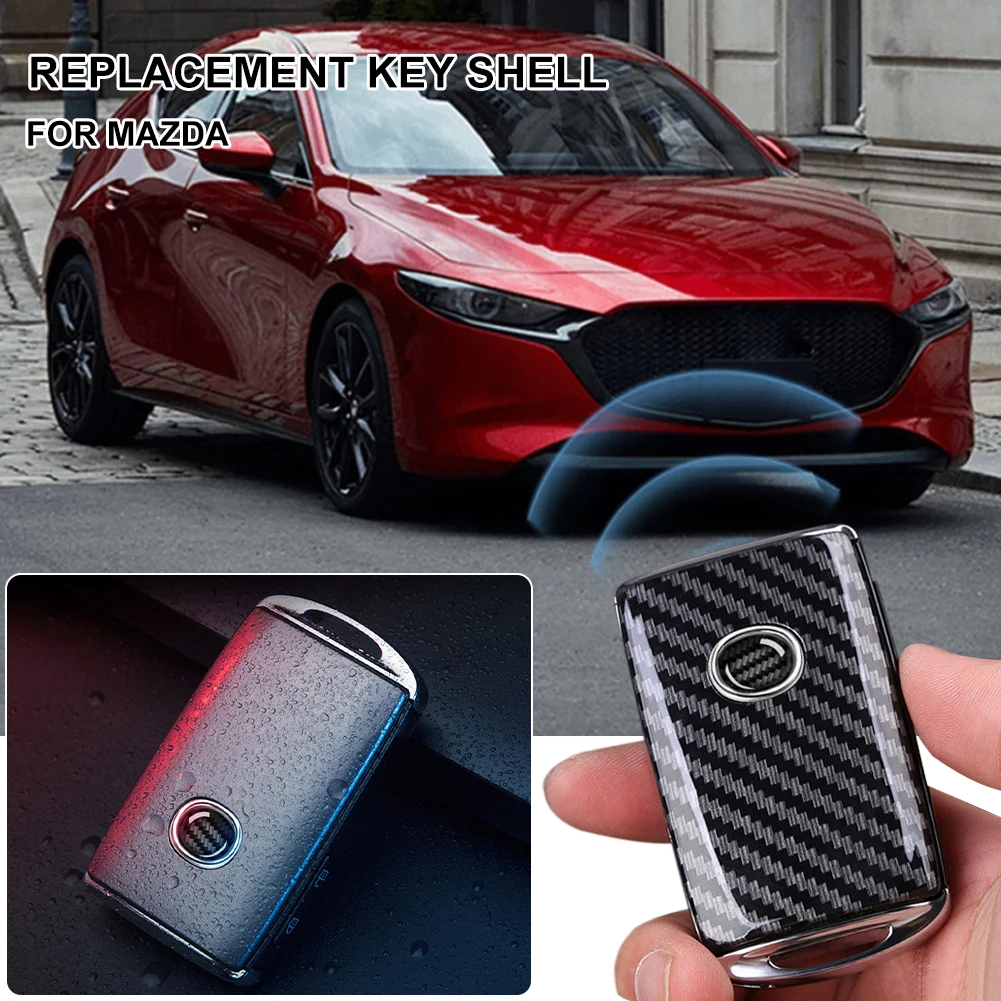 

Car Key Fob Cover Replacement Carbon ABS Fiber Car Key Shell Cover For Mazda CX30 Mazda 3 Axela BP 2020 2021 Accessories