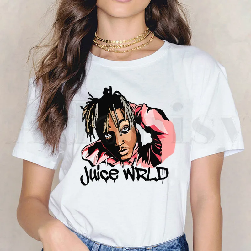 

Short Sleeve Female Tops Tees Harajuku Vintage Juice Wrld RIP Rapper Singer T Shirts Women's T-shirt