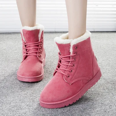 

snow boots Street Short Boots Winter new European and lace up large cotton women's shoes warm