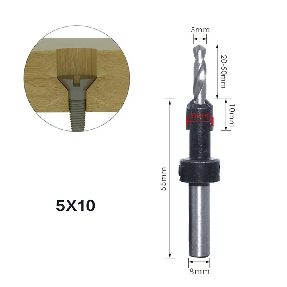 

8mm Shank Countersink Drill Self-Tapping Woodworking Screw Counter Bore Drill Pilot Holes For Wood Milling Cutter Drill Bit