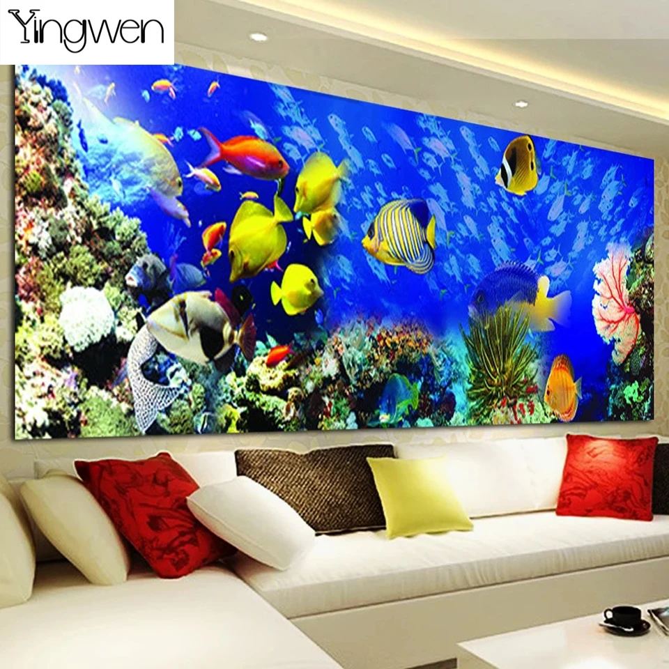 

DIY Diamond Embroidery,Square Round Diamond Ocean Fish Landscape Full Rhinestone 5D Diamond Painting Art Cross Stitch,Needlework