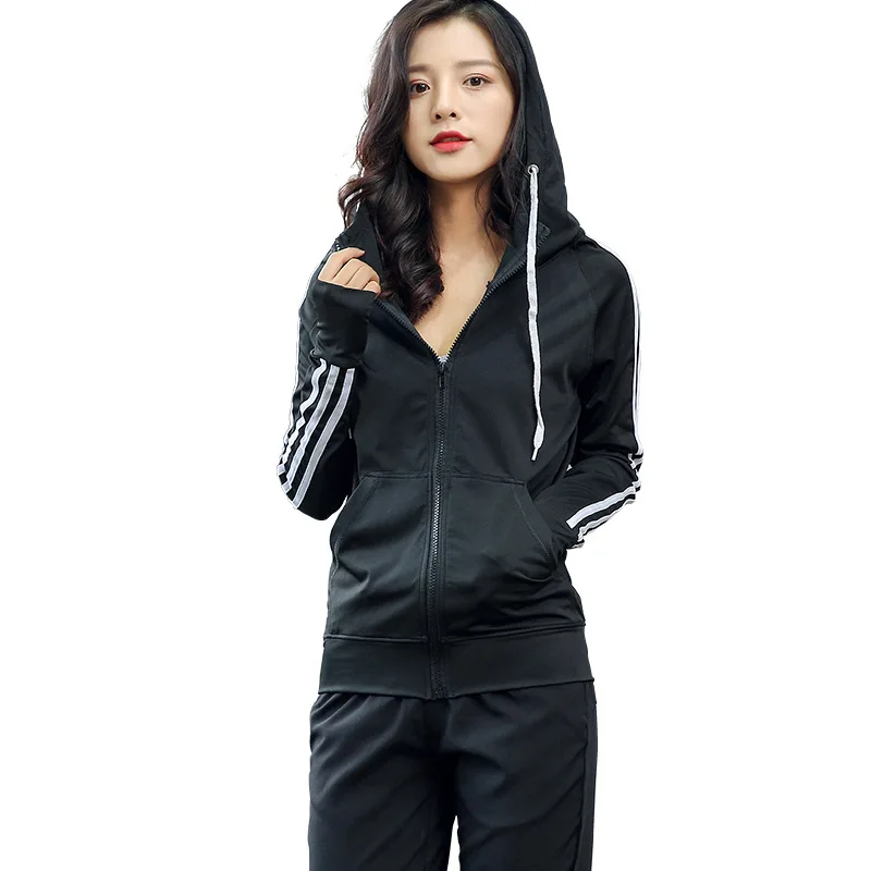 Jacket women zipper cardigan fashion Korean jacket outdoor fitness hooded running clothing in autumn and winter |