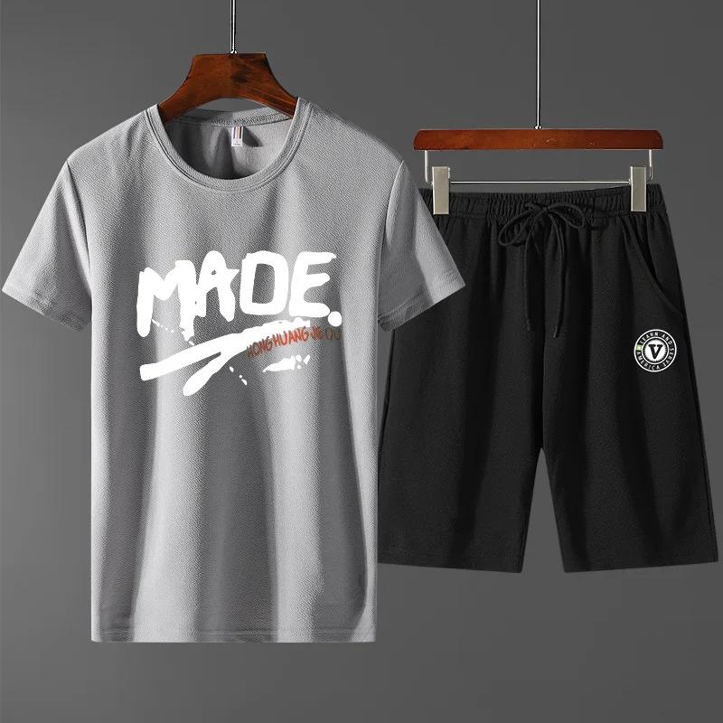 Summer Short-sleeved T-shirt Shorts Suit Student Youth Sports Top Casual Pants Two-piece Korean Casual Fashion Men Short Sets