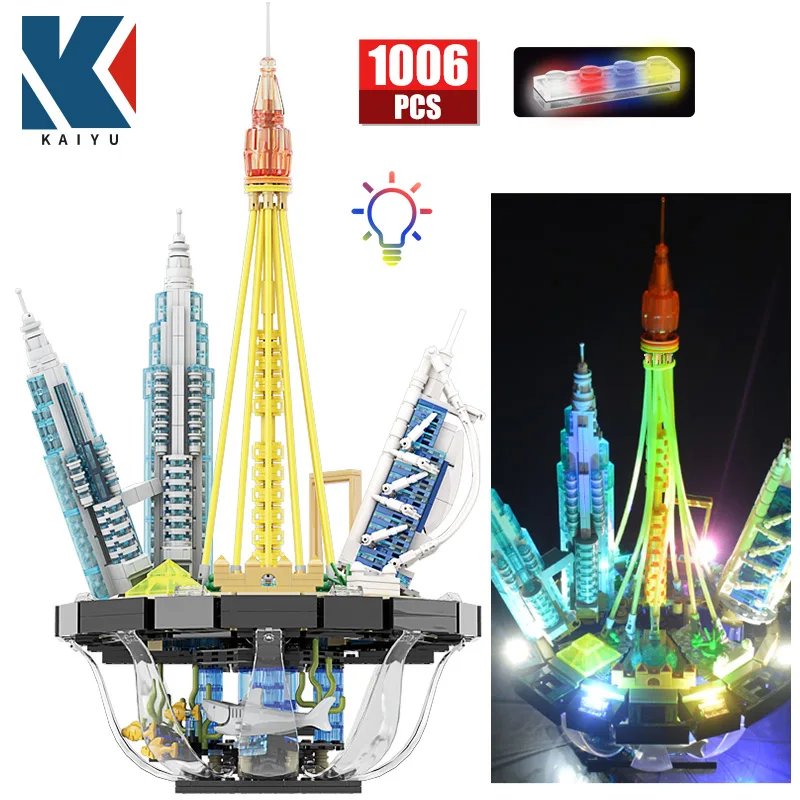 Конструктор KAIYU со светодиодной подсветкой и изображением улицы знаменитая