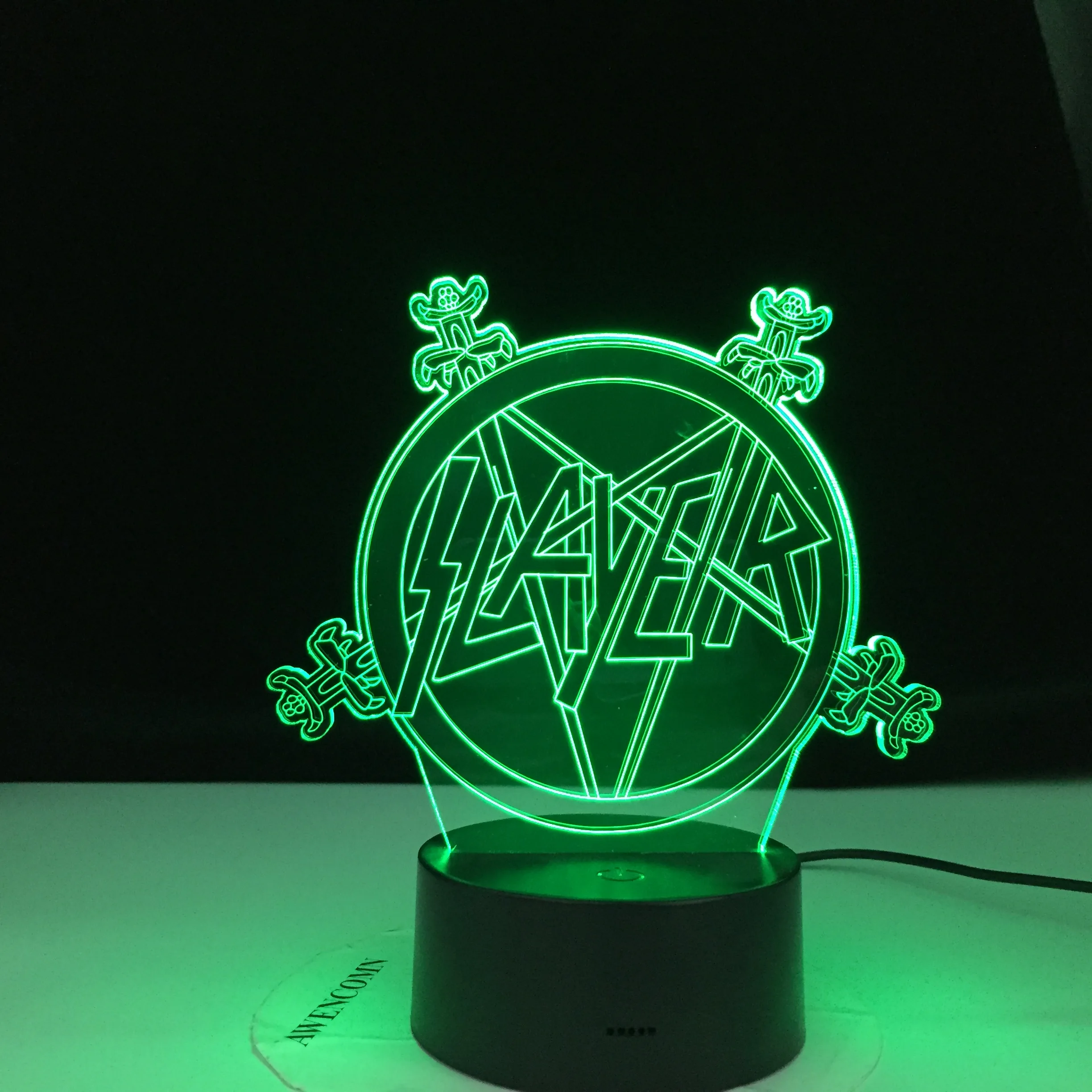 American Thrash Metal Band Slayer Logo Night Light Led Remote Control Color Changing Nightlight for Home Decor Event Prize Lamp | Лампы и