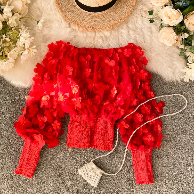 Женская шифоновая блузка Woherb привлекательная прозрачная с объемным цветочным