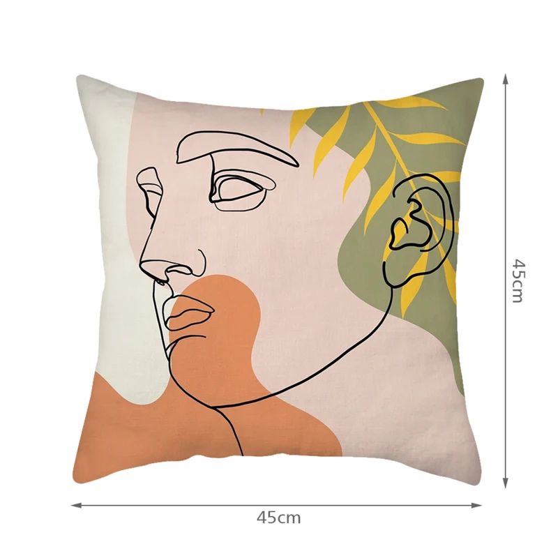 

45x45 Simple Geometric Lines Valentine's Day Cartoon Style Cushion Cover for Bed Pillows Cases for Sofa Covers Living Decoration
