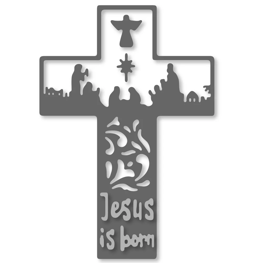 Estel Cross Jesus born металлический прорезной трафарет для окраски для изготовления карт Новое поступление Скрапбукинг штамп для теснения с вырезами ремесленный шаблон