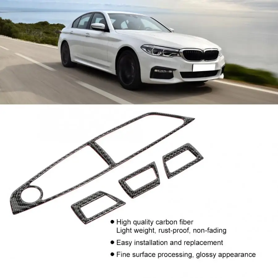 4 шт. наклейки на панель стеклоподъемника автомобиля из углеродного волокна для